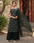 Green printed 3-piece kurta set