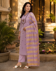 Lavender embroidered kurta set