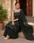 Green printed 3-piece kurta set