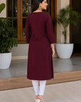 Maroon embroidered kurta