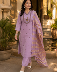 Lavender embroidered kurta set