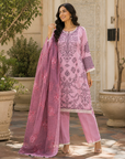 Lavender printed 3-piece kurta set