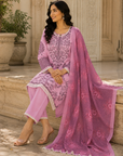 Lavender printed 3-piece kurta set