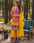 Mustard Yellow floral printed kurta set