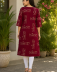 Wine printed straight kurti