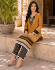 Mustard & black 3-piece kurta set