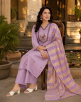 Lavender embroidered kurta set