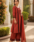 Rust orange 3- piece kurta set